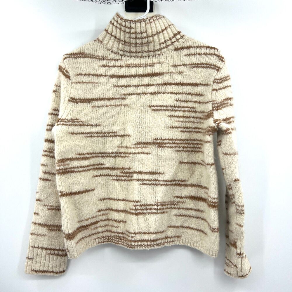 Banana Republic Wool Alpaca Blend Turtleneck Sweater Cream Brown Petite S Space